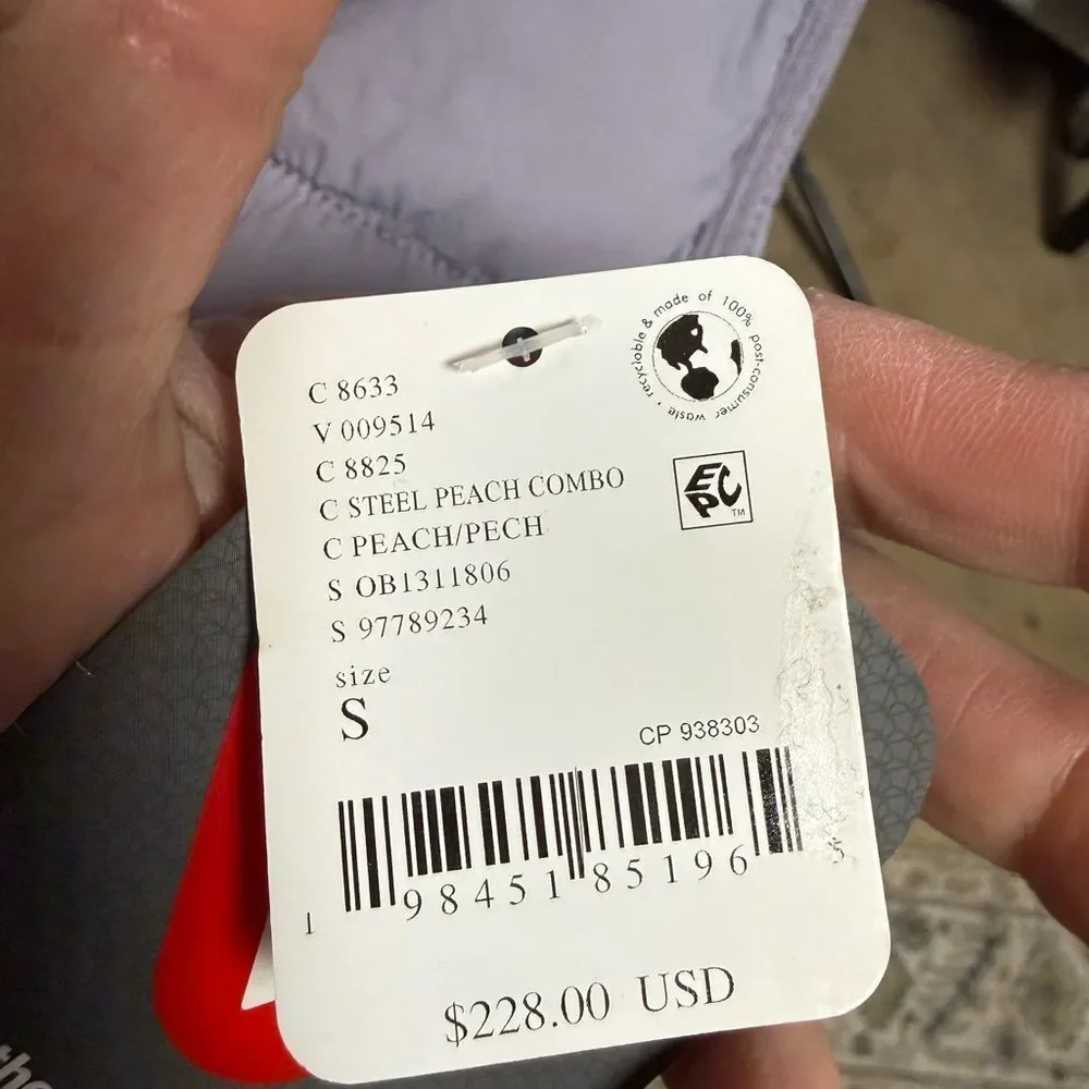 Free People Pippa striped Packable PufferJacket Steel Peach Combo - Picture 10 of 10